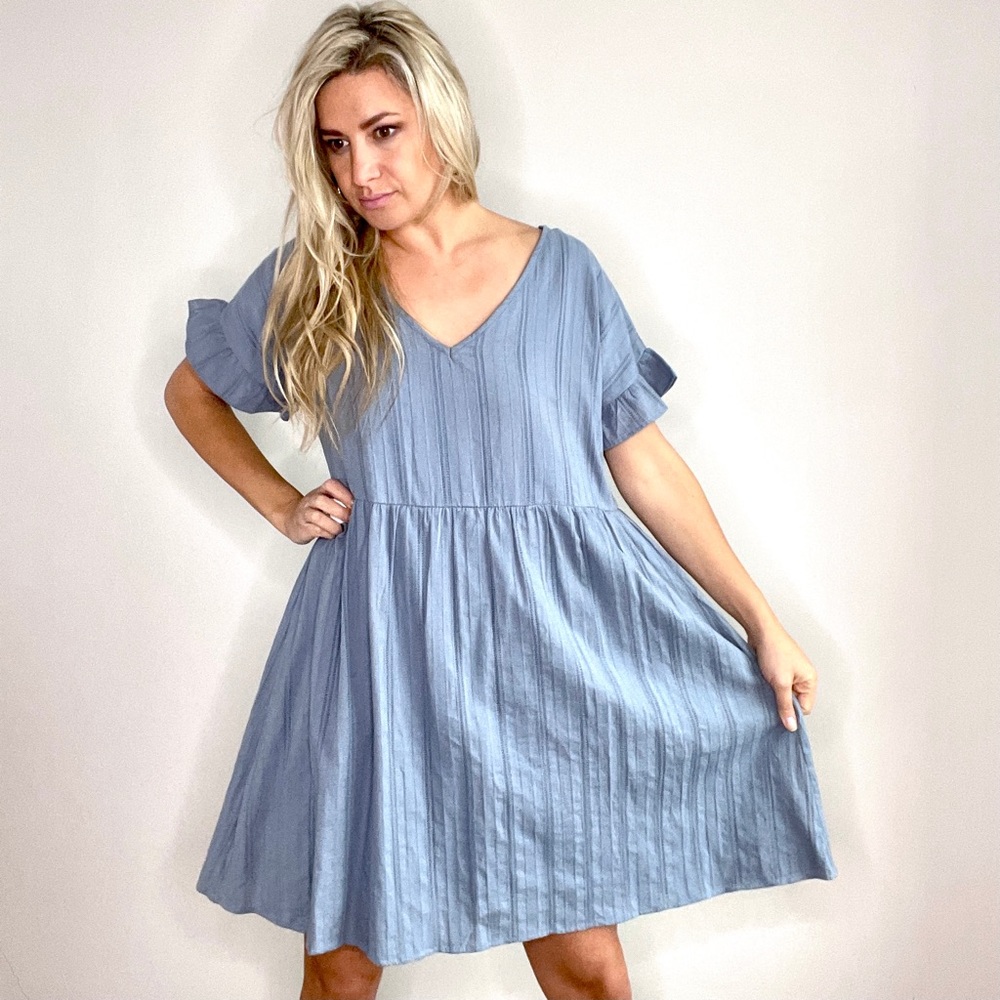 Grace & Co Slate Blue Short Sleeve A Line Dress New with Tags size 14